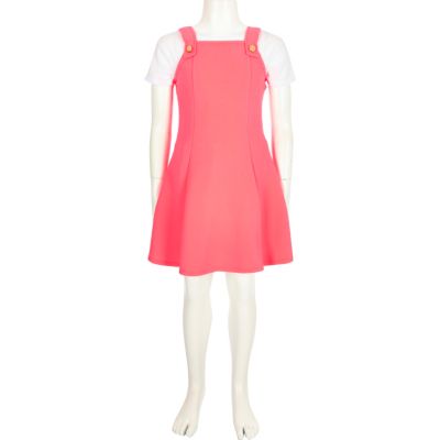 Girls pink pinafore dress